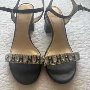 Badgley Mischka Black and silver jeweled Embellished Sandals